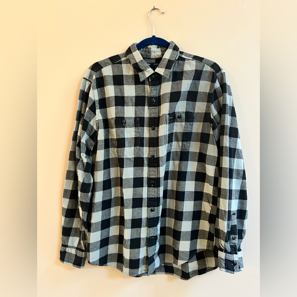 Gap Standard Fit Flannel Shirt Buffalo Plaid Button Up Long Sleeve Top, Casual